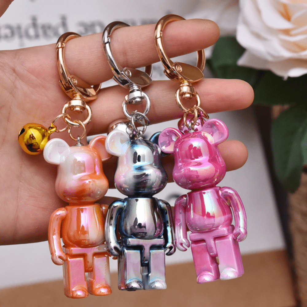 1 pieza Llavero de oso de peluche de acrílico de colores brillantes con diseño de dibujos animados, accesorio de moda para coche, bolso, dije decorativo, regalo, accesorio para coche, bolso, escuela