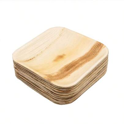 40pcs/Sets Disposable Palm Leaf Plates, 8-Inch Square Appetizer Plates Microwaveable, And Fashionable Alternative To Traditional Utensils, Ideal For Graduation, Christmas, Thanksgiving, Wedding, Birthday, Picnic And Camping Plates.