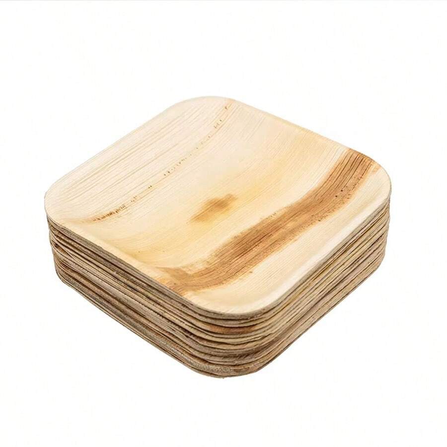 40pcs/Sets Disposable Palm Leaf Plates, 8-Inch Square Appetizer Plates Microwaveable, And Fashionable Alternative To Traditional Utensils, Ideal For Graduation, Christmas, Thanksgiving, Wedding, Birthday, Picnic And Camping Plates.