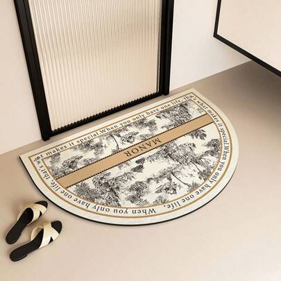 1pc Floral Pattern Bathroom Mat, Toilet Entrance Rug, Diatomaceous Earth Absorbent Mat, Anti-Slip Washroom Mat ,Room Decor