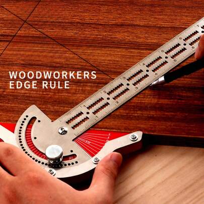 Woodworkers Edge Rule, Woodworking Angle Ruler, Metric & Imperial Measurement Tool