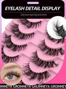 GROINNEYA 10 Pairs Clear Band Lashes Natural Cat Eye Lashes Faux Mink Eyelashes Fluffy Soft Wispy Fake Eyelashes Fried Hair Style Makeup Tools (ZN02)