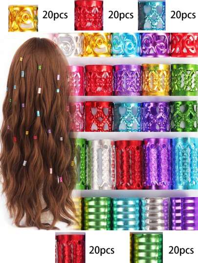 100ชิ้น ห่วงถักผมสไตล์ผสม, เหมาะสำหรับงานปาร์ตี้วันหยุด, ฮิปฮอป, พังก์, เครื่องประดับผมแฟชั่นแนวสตรีท