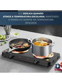 Fogão Fogareiro Elétrico Cooktop Portátil 2 Bocas 2000w Potente Prático 220v ou 110v - Preto - Visão 6