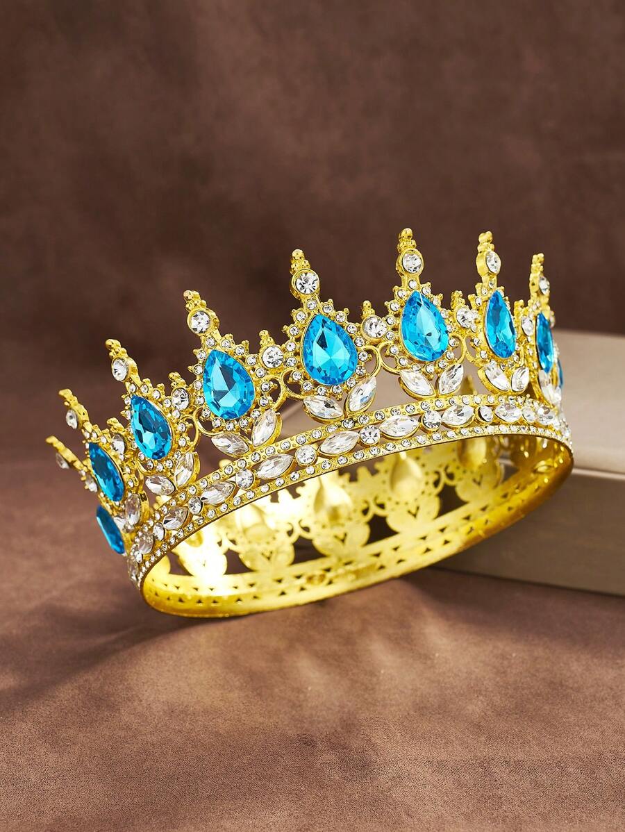 Corona de novia estilo europeo y americano con gota de diamante de