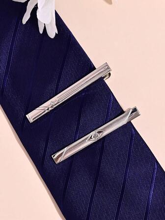 2入組/套時尚鋅合金水鑽裝飾領帶夾適合男士適合婚禮派對時尚朋克首飾類禮品適合男士受歡迎