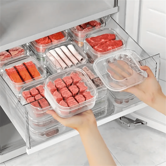 2/4/6 piezas Caja refrigeradora para congelar carne, Cajón de plástico PP para frutas y verduras, Caja para dumpling, carne, jengibre, ajo y cebolla verde, Contenedor de almacenamiento, Suministros de cocina, Navidad, Útiles escolares