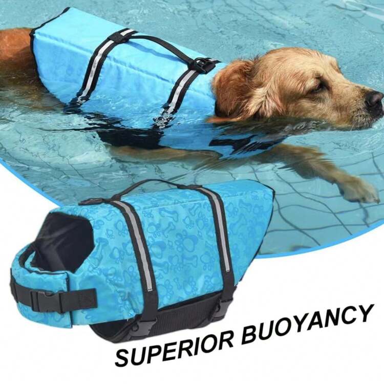 Doglay Dog Life Jacket, Dog Life Vest For Swimming Boating, Adjustable Puppy Life Jacket With Reflective Stripes, Superior Buoyancy Dog Swimming Vest For Small Medium And Large Dogs - Blue - View 1
