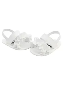 Zapatos blancos para bebé de suela blanda, sandalias con volantes para niñas recién nacidas - Zapatos para bebés antideslizantes para primeros pasos de verano