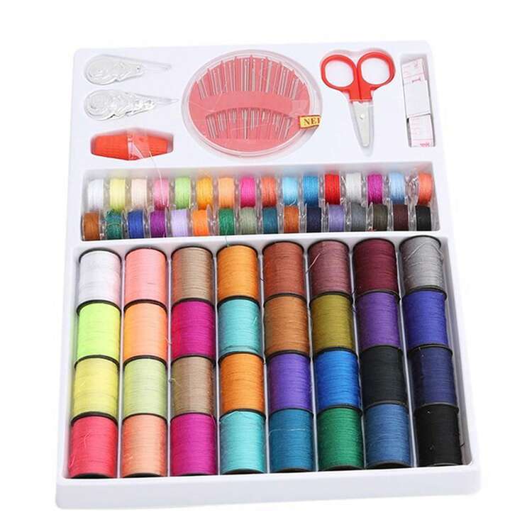 1 Set de máquina de coser portátil mini manual, caja de costura portátil mini de viaje, kits de costura de tela, herramienta práctica de costura de tejido - Multicolor - Añade 9