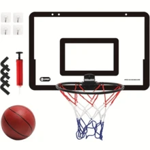 Set de mini aro de baloncesto para interior (con 1 pelota) - Diseño montado en la pared que ahorra espacio - Estructura duradera - Ideal para jugar en casa o en la oficina - Rojo - Ver 2
