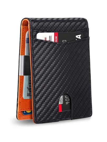 Billetera antirrobo con clip para billetes ultrafino en diseño de dólares estadounidenses Billetera de fibra de carbono con múltiples ranuras para tarjetas Billetera plegable Regalo de cumpleaños Regalo del día del padre Portatarjetas de licencia Billetera Portatarjetas de presentación Portatarjetas de crédito para hombres Billetera mini Billetera para tarjetas