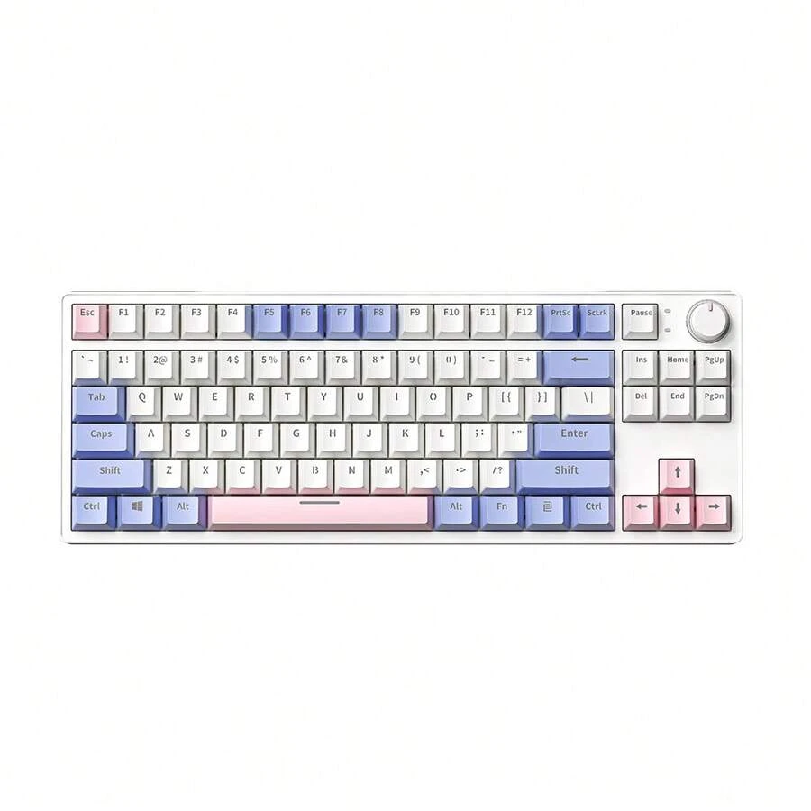 ZIFRIEND ZA87 Mechanical Keyboard 87 Keys RGB Light Hotswap N-Key Rollover Linear Switch Wire Gaming Keyboard - White+Purple - View 1