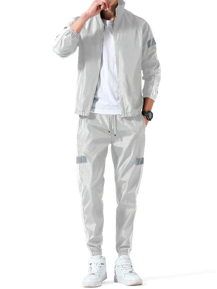 Shendy Vendy Men's 2-Piece Sports Set With Reflective Strips - Màu Xám nhạt - Xem 3
