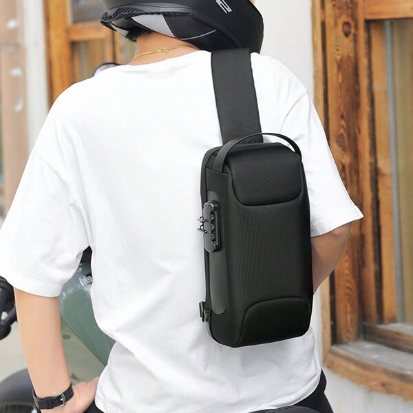Motorcycle Chest Bag Crossbody Bag Anti-Theft With Password Lock And USB External Charging Lightweight Adjustable Strap Travel Must-Have Item Suitable For Outdoor Oxford Cloth Personalized Gifts Boyfriend Black Bag Hiking Gifts Student Large Capacity Casual Vacation Hip Bag Gifts Bag Valentine Day Holiday Essentials Stickers Bags Summer Back To School Valentines Gifts The Sporty Life Summer Bag Spring Break Men Bag Pack Belt Bag Waist Bag School Supplies