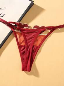 Cute Japanese Style Sexy Panties For Women, Low-Rise, Adjustable Side Straps, Breathable, 1pc - Burgundy - View 4