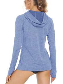 KEFITEVD Women's Quick-Dry Shirts UPF50+ Running Gym Athletic Shirts Rash Guard Gym Top - Baby Blue - View 1