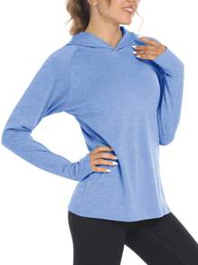 KEFITEVD Women's Quick-Dry Shirts UPF50+ Running Gym Athletic Shirts Rash Guard Gym Top - Baby Blue - View 3