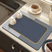1pc Modern Minimalist Diatom Mud Placemat, Luxury And High-End Heat Insulation, Water Absorption And Quick Drying Kitchen Mat For Home Use,Kitchen,Summer Beach Party,Food,Camping,Organizer,Room Decor,Kitchen Items.