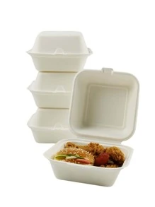 10pcs Disposable Takeaway Box Lock Box Bento Box Hamburger Box Croissant Box Cake Box Cake Dessert Bento Box - Yellow - View 4