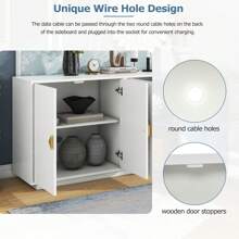 Nestfair Modern Functional Large Storage Space Sideboard With Wooden Triangular Handles And Adjustable Shelves