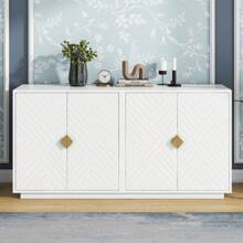 Nestfair Modern Functional Large Storage Space Sideboard With Wooden Triangular Handles And Adjustable Shelves