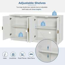 Nestfair Modern Functional Large Storage Space Sideboard With Wooden Triangular Handles And Adjustable Shelves