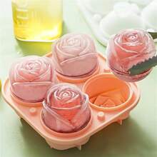 1pc 4-Cavity Rose Shaped Ice Cube Tray For Home Use,Ice Cube,Party,Travel,Wedding,Birthday,Graduation,Bachelorette Party,Bachelorette,Kitchen,Kitchen Items,Storage,Decor,Outdoor. - Orange - View 1