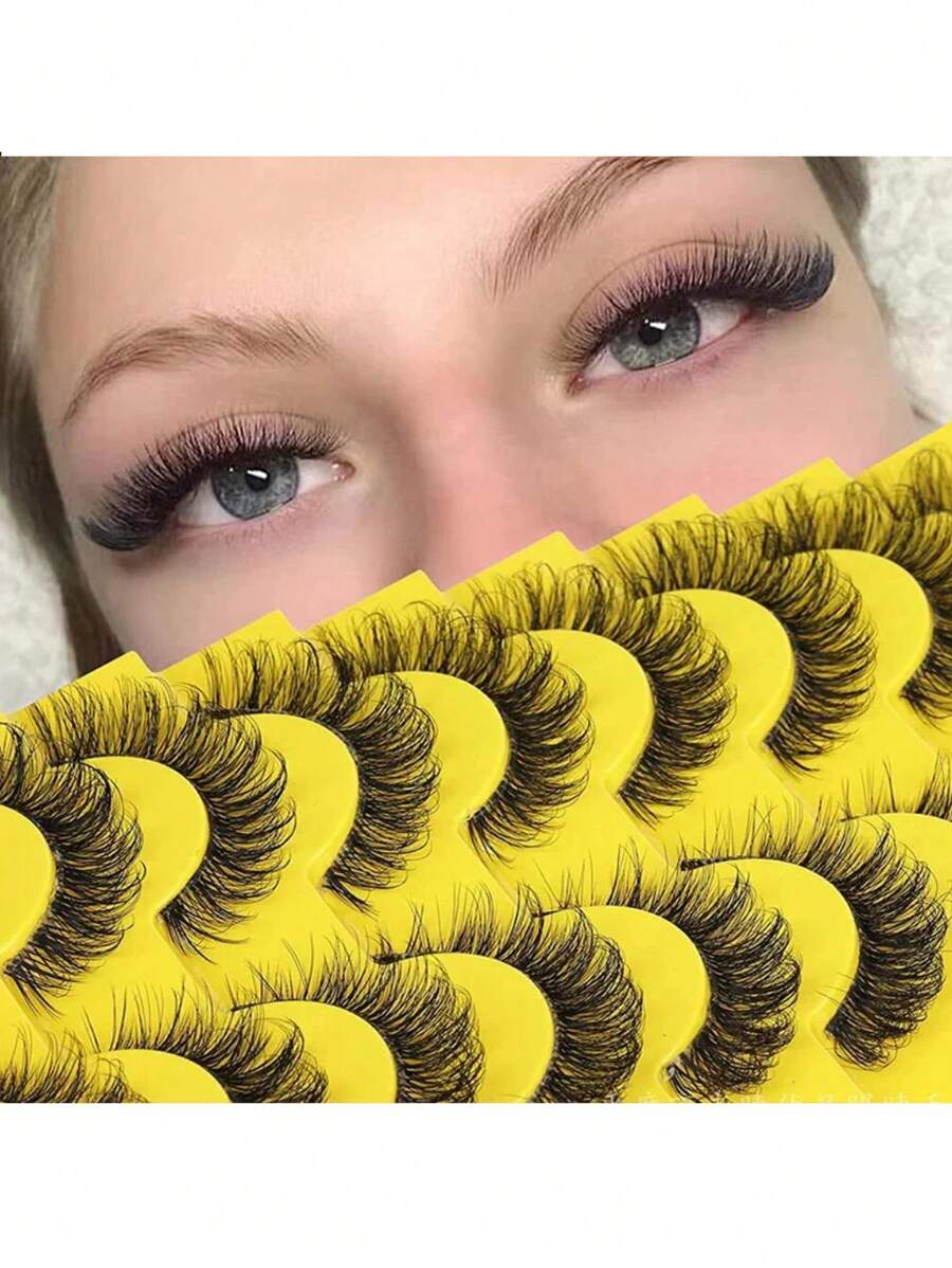 HBZGTLAD 10pairs Invisible Band Lashes 3D Faux Mink Lashes Natural Short - Black - View 1