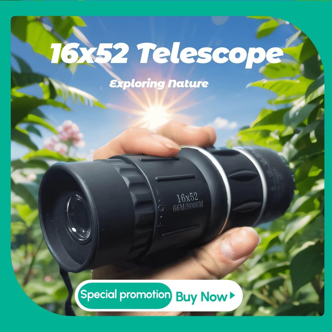 16x52 Professional Monocular Telescope, HD, High Magnification