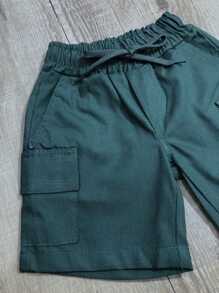 Young Boys Denim Shorts - Green - View 3