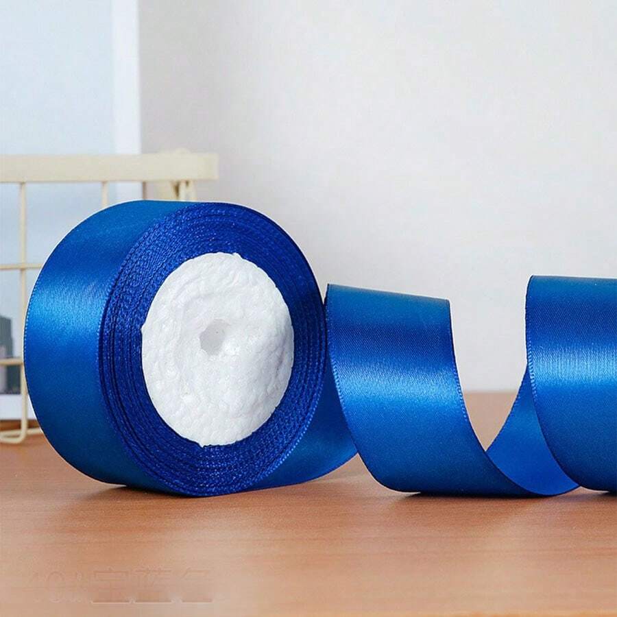 1 Roll 4cm Satin Ribbon Cake Baking Ribbon Weave Ribbon Silk Ribbon Flower Colored Ribbon Gift Wrapping Ribbon Wedding Party Decor DIY Hair Accessories Craft Gift Packaging,Christmas Valentine Day - Royal Blue - View 1