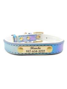 1pc Personalized Blue Colorful Printed Dog Collar Pet Collar, Customizable With Pet Name, Contact Information, Address, Etc., Engraved To Prevent Pet Loss, Suitable For Large, Medium And Small Dogs.