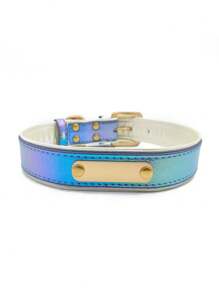 1pc Personalized Blue Colorful Printed Dog Collar Pet Collar, Customizable With Pet Name, Contact Information, Address, Etc., Engraved To Prevent Pet Loss, Suitable For Large, Medium And Small Dogs.
