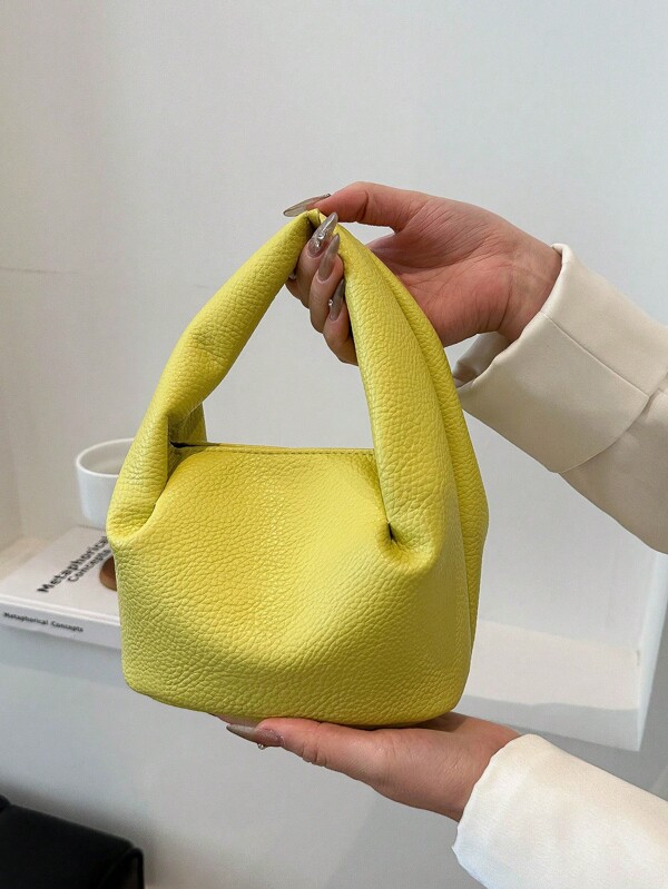Stylish Color Contrasting Soft Pleated Handbag For Women, With Top Handle, Long Shoulder Strap And Crossbody Option, In Light Solid Color.
