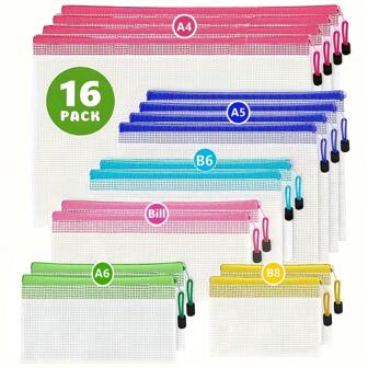 Versatile Waterproof Zipper Pouches, Clear Multi-Size Organizers With Colored Zippers For Travel, School, And Home
