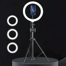 Đèn LED selfie vòng 12 inch có chân đế và giá đỡ di động, hoàn hảo cho bạn xem phim & phát trực tiếp - màu đen - Xem 1