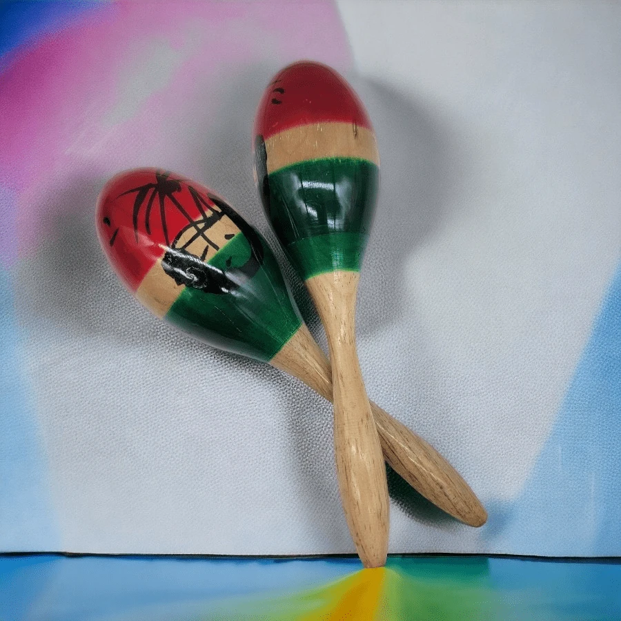 Par de Maracas Guaje Instrumento Musical de Percusion Para seguir Ritmos Tamaño Standard 28 cm - Verde - Ver 1