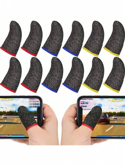 5 Pairs/10PCS Black Gaming Finger Covers, Mobile Phone Touch Anti Slip Breathable Finger Covers, Gaming Anti Sweat Touch Screen Thumb Covers, Anti Sweat, Anti Slip, Anti Fingerprint, Suitable For Touch Screen Gaming Consoles And Mobile Games.