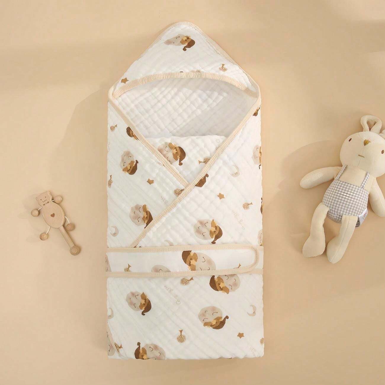 1pc Newborn Baby Cotton Gauze Swaddle Blanket For Spring And Summer