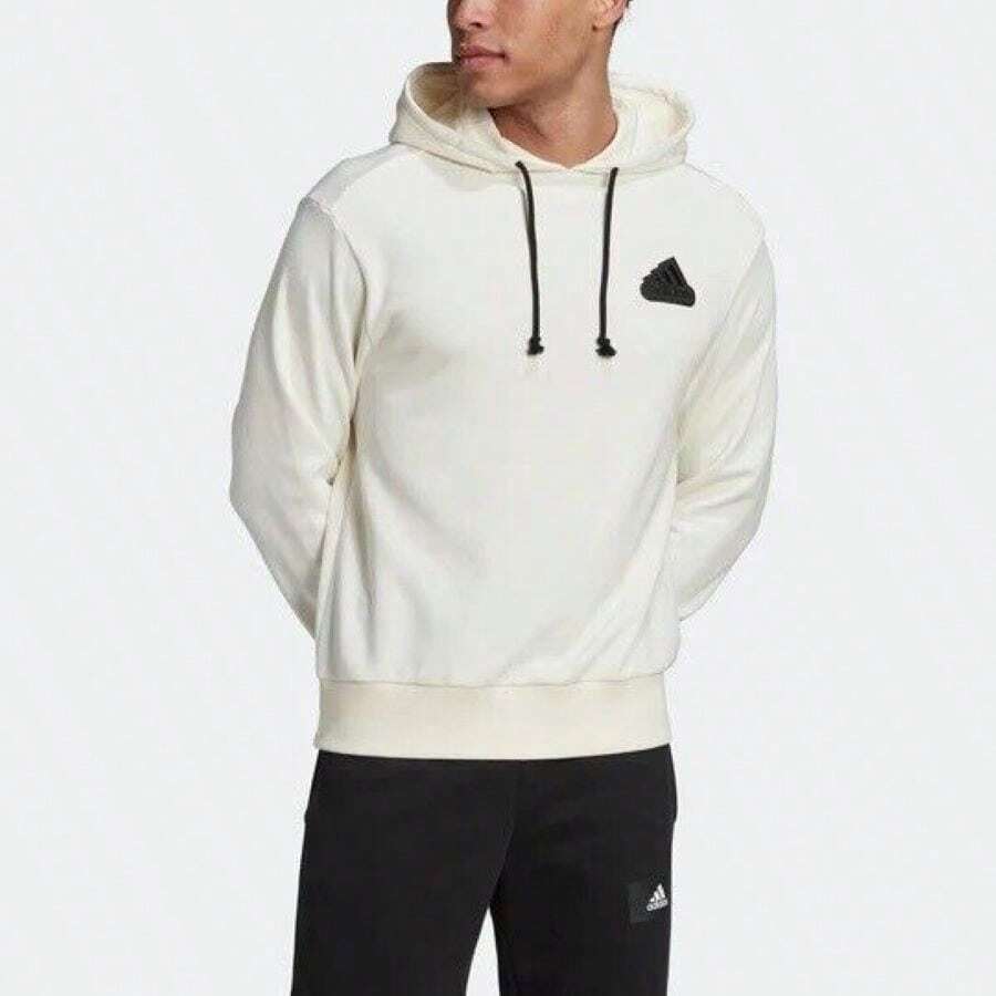 New Men's Adidas Essential Hoodie FURTHER REDUCED PRICE FROM £29.95 NOW ONLY £24.95 Cream FREE UK DELIVERY Adidas Ess Hoodie Unisex French Terry Cotton Machine Washable - White - View 1