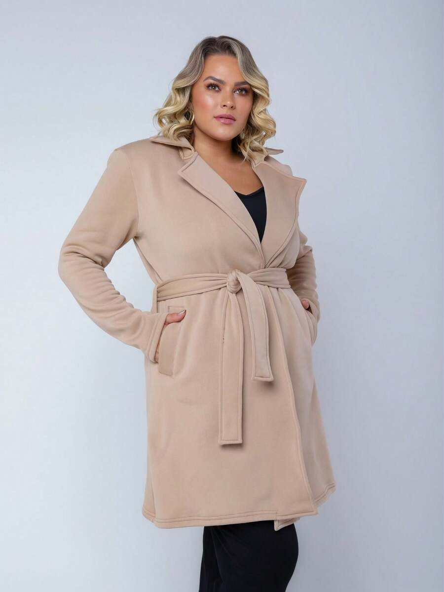 Plus Size Overcoats - Màu be - Xem 1