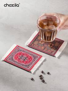 choxila 1pc Table Coaster, Table Mat, Fabric Tassel Carpet Coaster, Coffee Mat For Table Desk Cup