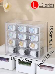 1pc Transparent Desktop Drawer Style Contact Lens/Jewelry Storage Box, Suitable For Daily Disposable Contact Lenses, Earrings, Necklaces, Bracelets, Multi-Size Compartments, Hanging Design - Transparent - View 13