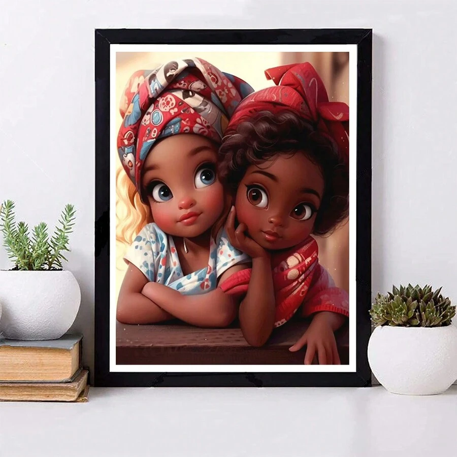 1入組30*40cm / 11.8 * 15.7英寸無框DIY手工5D鑽石畫套件，全鑽藝術刺繡十字繡牆壁裝飾，節日驚喜女孩禮物 - 彩色 - 查看 1