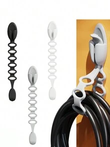 自粘彈簧矽膠插座電線捆扎器，電線整理充電器電纜管理器，適用於組織家庭辦公桌，家電，電視，手機，汽車電線，保持電線整潔 - 彩色 - 查看 1