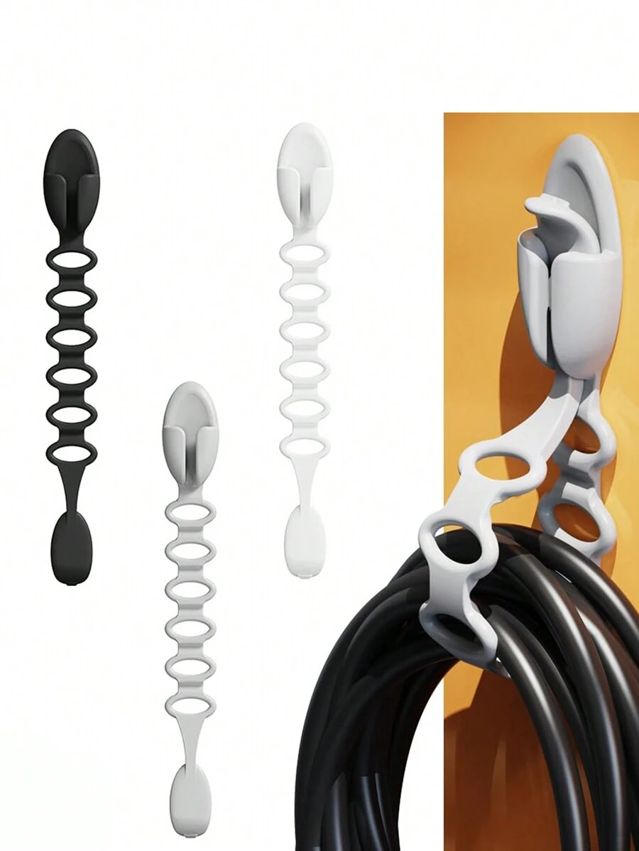 自粘彈簧矽膠插座電線捆扎器，電線整理充電器電纜管理器，適用於組織家庭辦公桌，家電，電視，手機，汽車電線，保持電線整潔 - 彩色 - 查看 1