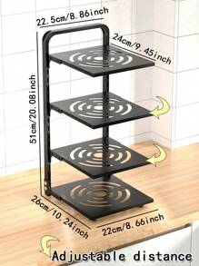 1 Set Adjustable Pot And Pan Organizer Rack For Cabinets - Space Saving Pot And Pan Organizer For Kitchen Storage And Organization