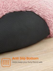 1pc Plush Round Pet Bed Cat Bed For Large, Medium & Small Pets, Indoor Home Used For Warmth & Comfort In Winter - Baby Pink - View 8