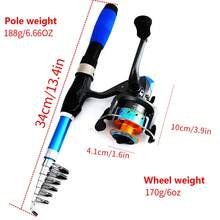 1.7mFishing Pole Set Full Kits With Telescopic Fishing Rod And Spinning Reel Baits Hooks Travel Pole Set - Blue - View 6